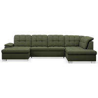 WOHNLANDSCHAFT Jamaal Khaki linksseitig - Schwarz/Grün, Textil (330/106/212cm) - Selsey