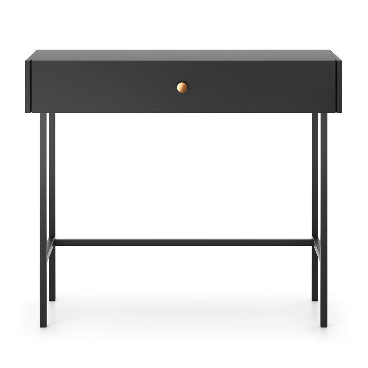 KONSOLENTISCH Dalia mit 1 Schublade und Metallbeinen, Schwarz - Schwarz, Holzwerkstoff/Metall (39/93/79cm) - Beautysofa