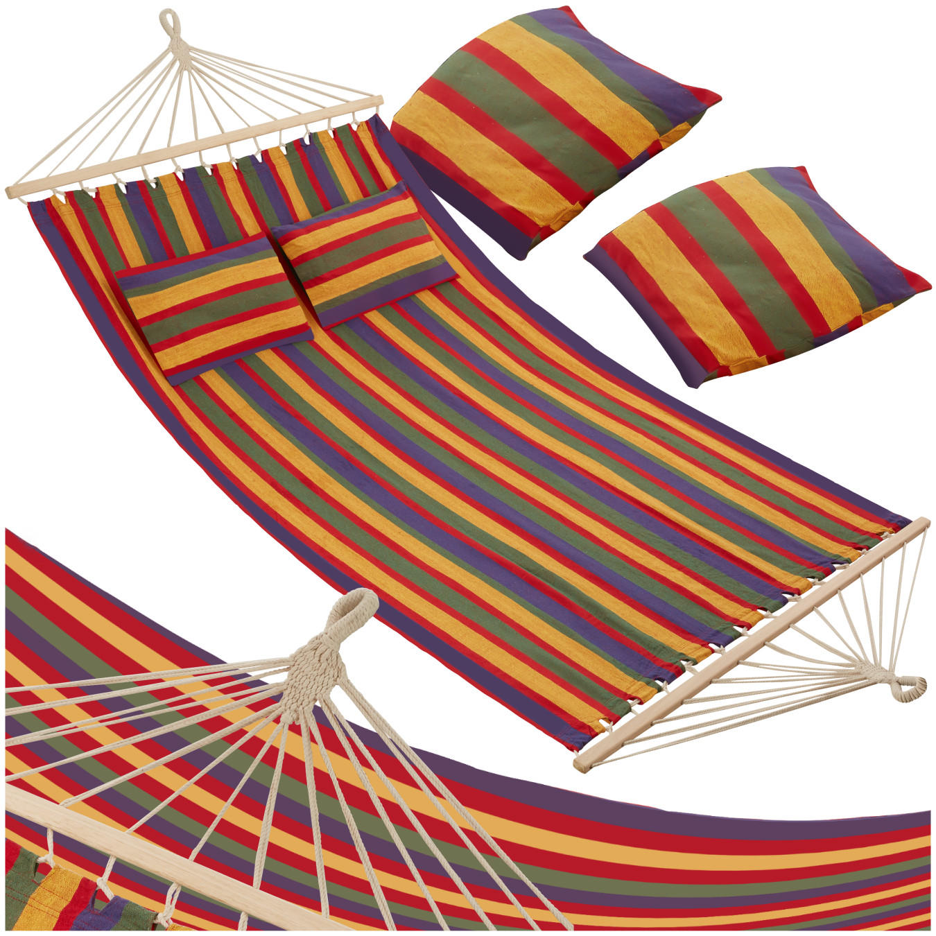 HÄNGEMATTE Eden,230 x 145 cm,bunt gestreift - Multicolor, Kunststoff (150/2.5/325cm) - tectake