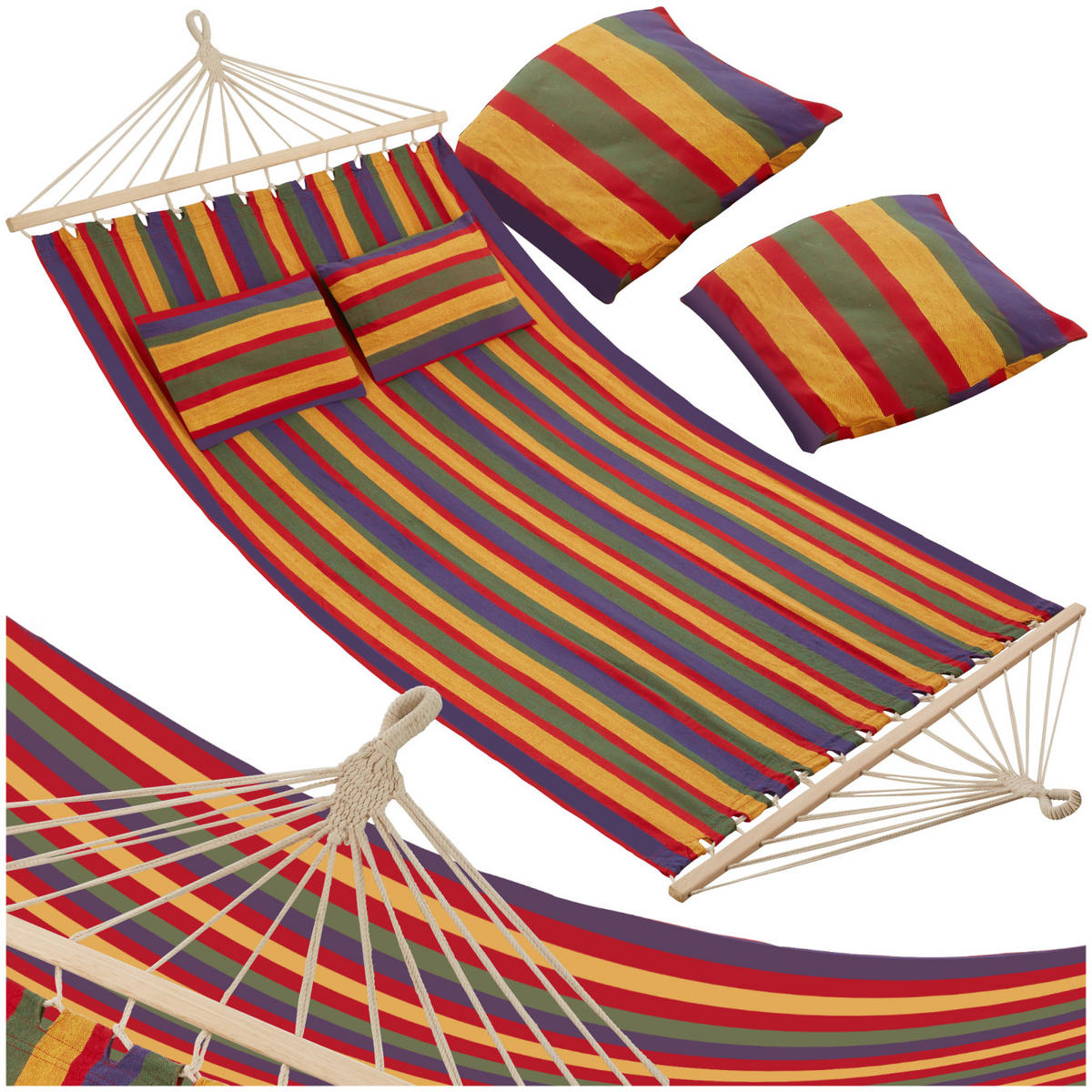 HÄNGEMATTE Eden,230 x 145 cm,bunt gestreift - Multicolor, Kunststoff (150/2.5/325cm) - tectake