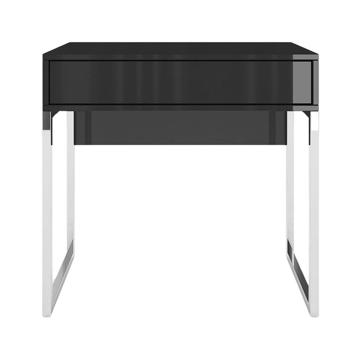 SCHMINKTISCH Eva, Schwarz, Silberne Beine, Hochglanz - Schwarz Hochglanz/Silberfarben, Holzwerkstoff/Metall (40/80/76cm) - Kayani