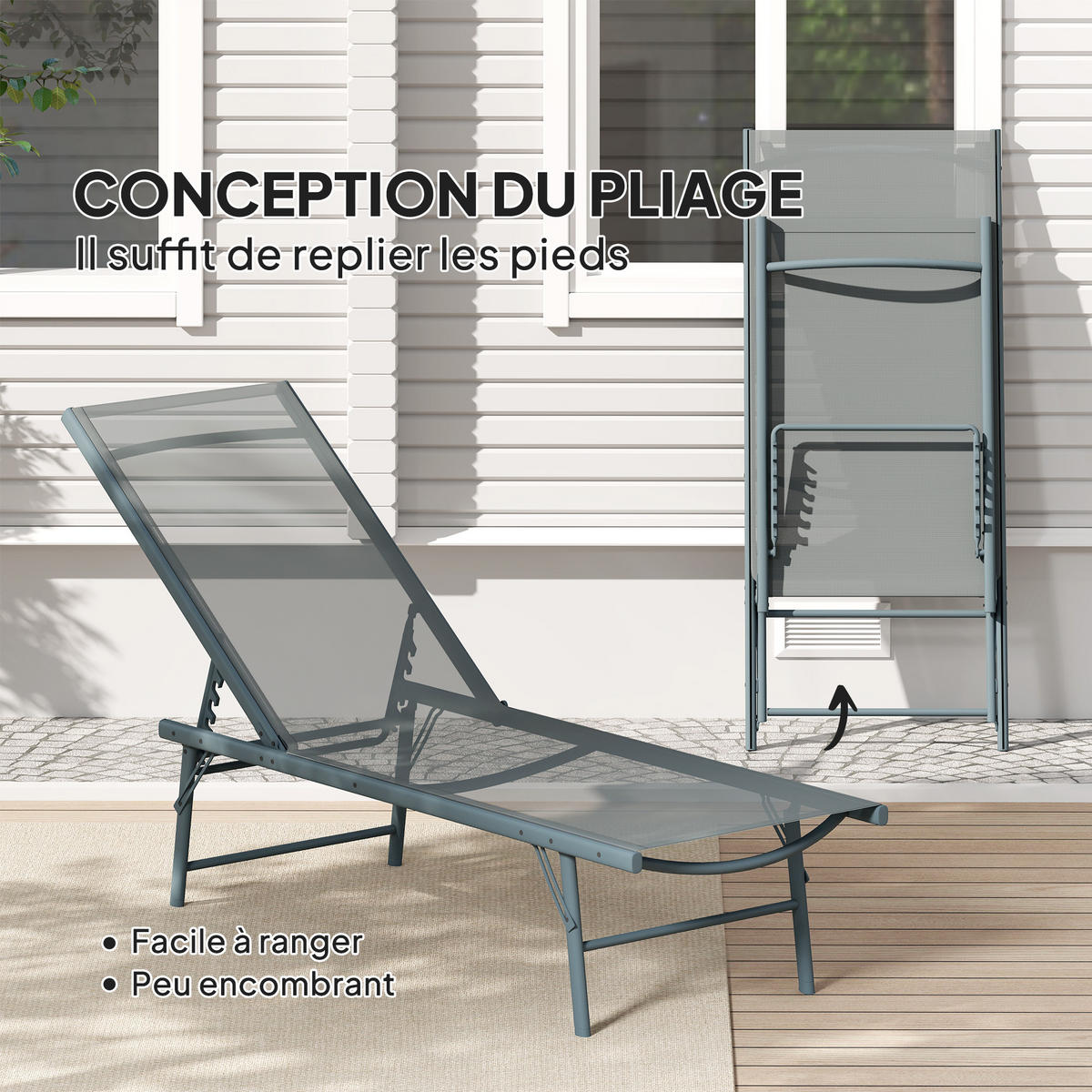 SONNENLIEGE 2er-Set DE-15648 5-fach verstellbar Hellgrau - Hellgrau, Metall (54/84/164cm) - ComfortXL