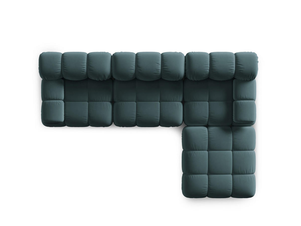 MODULARES-SOFA Bellis aus Samt petrol 4 Sitzplätze - Petrol, Textil (188/63/282cm) - Micadoni