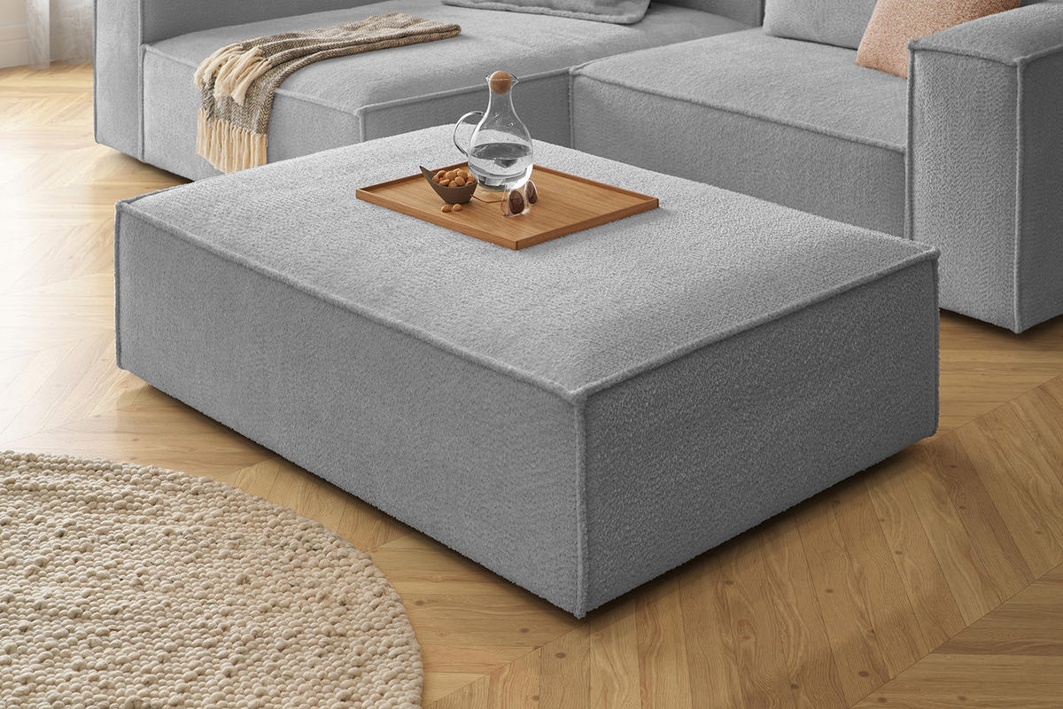 POLSTERHOCKER CARMO Grau Flachgewebe - Grau, Textil (145/43/100cm) - KAWOLA