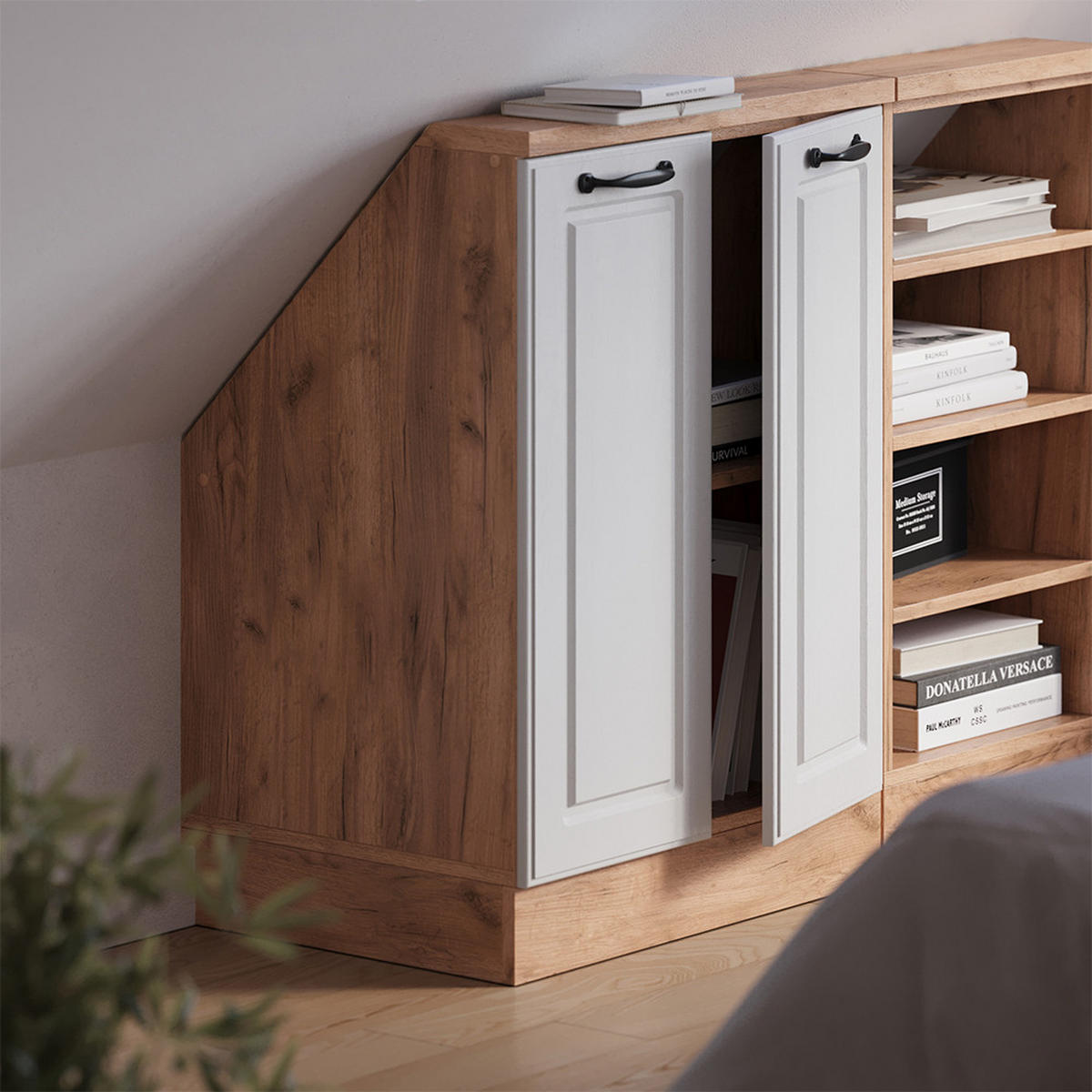 DACHSCHRÄGENSCHRANK Rion Weiß Landhaus mit 2 Türen - Weiß, Holzwerkstoff (60/81.6/46cm) - Vicco