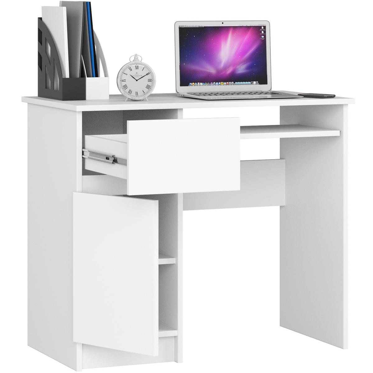 SCHREIBTISCH Weiß 90x50x77 cm - Weiß, Holzwerkstoff (50/90/77cm) - Akord