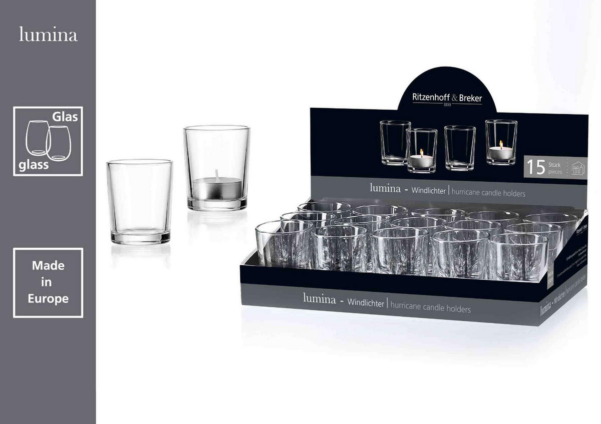 WINDLICHTER Lumina transparent ø 5 cm 15er Set - Transparent, Glas (5/6.5/5cm) - Ritzenhoff Breker