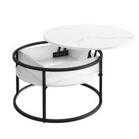 COUCHTISCH Marlo Marmor Weiß 77 x 77 cm - Weiß, Holzwerkstoff (77/77/52cm) - Vicco