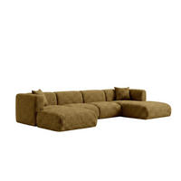 ECKSOFA U-Form, Chenille-Stoff Cremona, Olive, GRETA - Olivgrün, Holz (408/70/179cm) - Kaiser Möbel