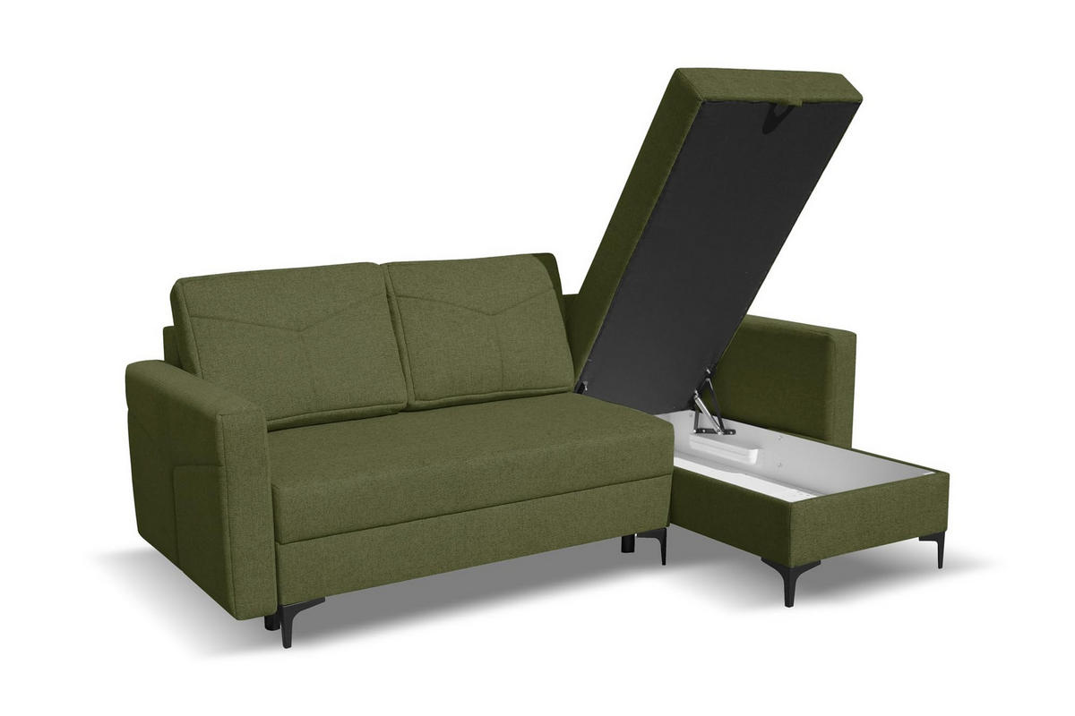 ECKSOFA KAIRO mit Schlaffunktion und Zwei Bettkasten (Grün) - Grün, Textil (230/150cm) - VENASI MÖBEL