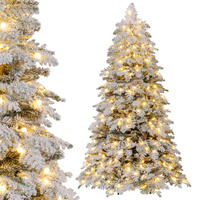 WEIHNACHTSBAUM mit 130 funkelnden Kugeln und Schnee 180 cm weiß - Weiß, Metall (180cm) - COSTWAY
