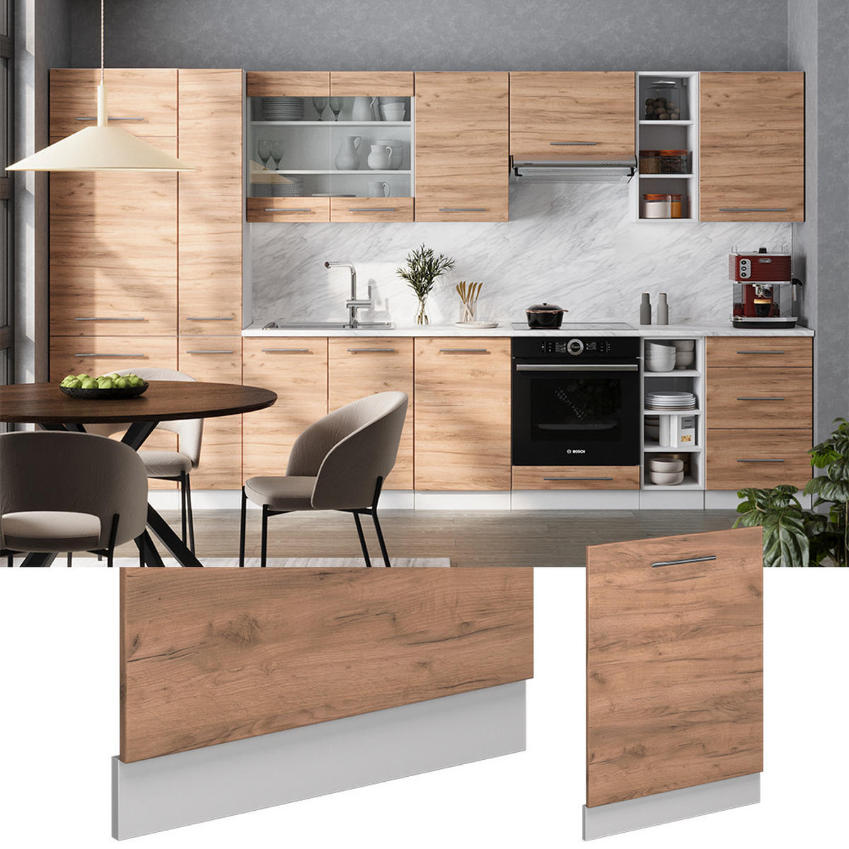 GESCHIRRSPÜLBLENDE Fame-Line Goldkraft Eiche 60 cm , AP Eiche - Honigeiche/Eiche Wotan, Holzwerkstoff (60/81.8/1.6cm) - Vicco