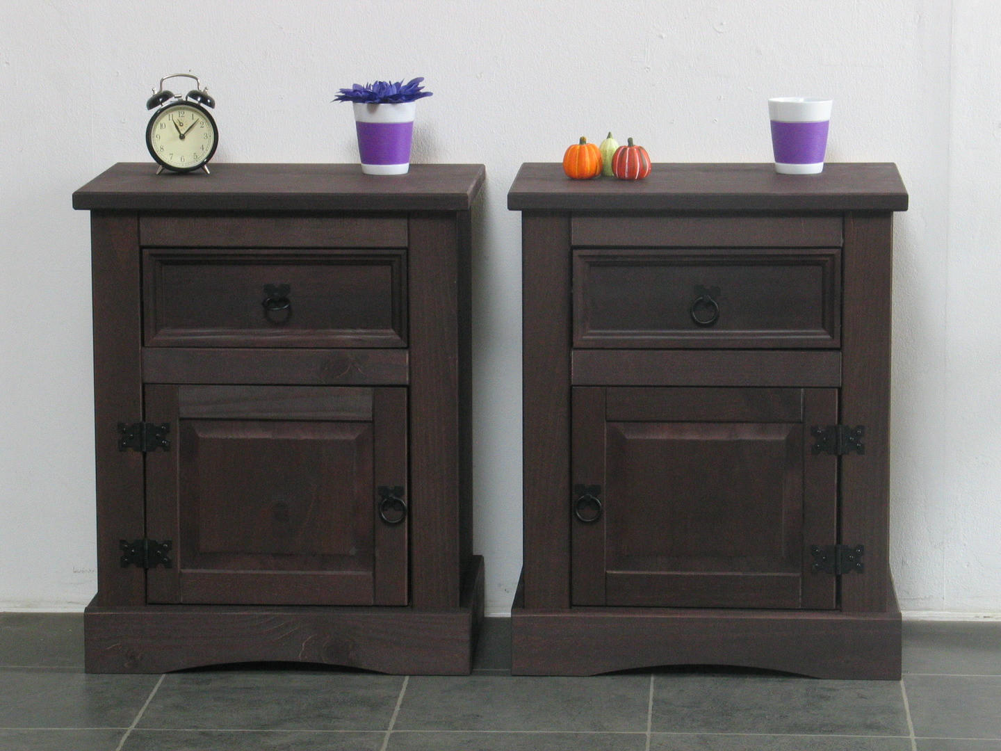 NACHTSCHRANK gebeitzt und Wachs - Schwarz, Holzwerkstoff (53/66/38cm) - ebuy24