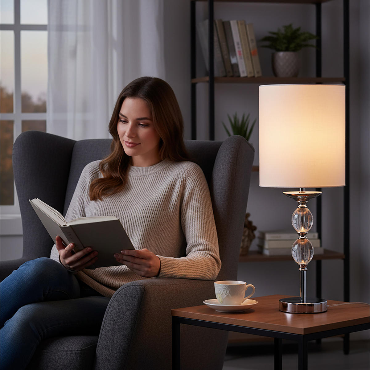 TISCHLAMPE - Multicolor, Glas/Textil (18.5/18.5/50cm) - Relaxdays