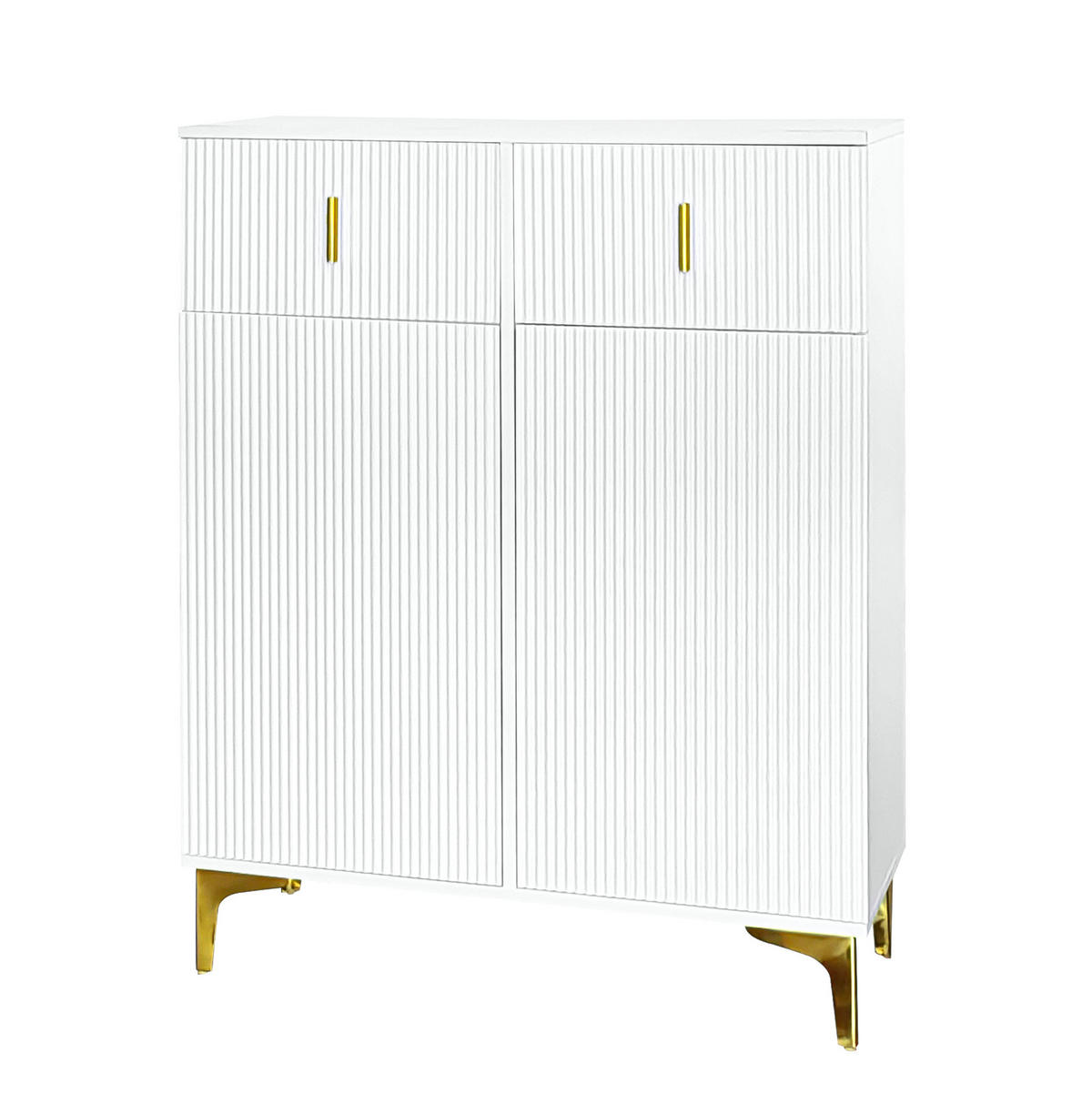 SIDEBOARD 83/35/101 cm in Weiß mit 2 Türen, 2 Schubladen und Strukturfronten - Weiß, Holzwerkstoff (83/101/35cm) - Flora Grace
