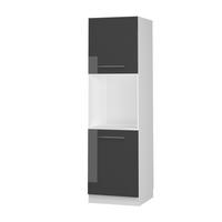 HERDUMBAUSCHRANK Fame-Line Anthrazit Hochglanz 60 cm mit offenem Regal - Schwarz Hochglanz/Anthrazit, Holzwerkstoff (60/206.8/58cm) - Vicco