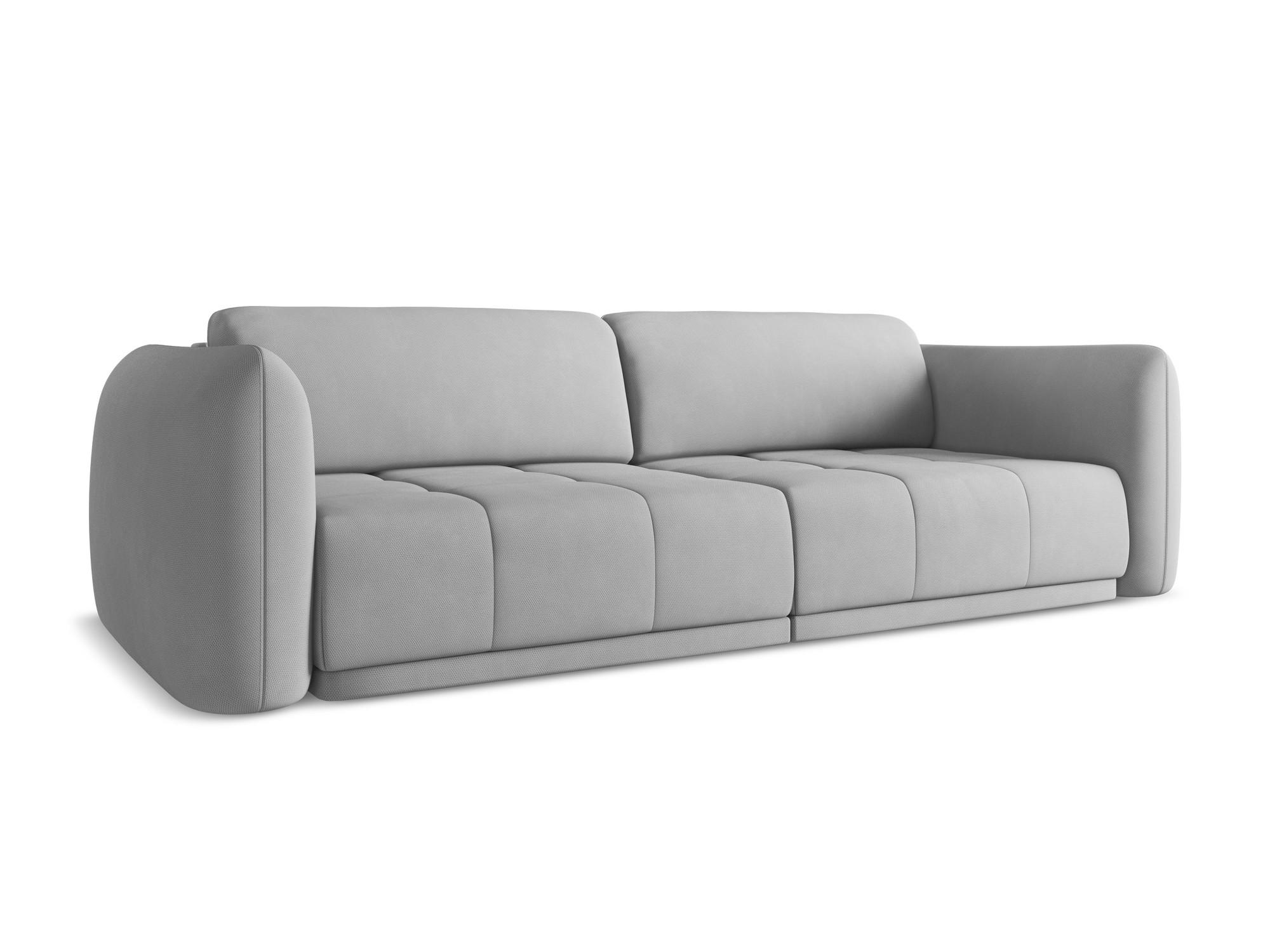 3-SITZER SOFA Chenille Stoff Grau - Hellgrau/Schwarz, Kunststoff/Textil (210/74/105cm) - Makamii