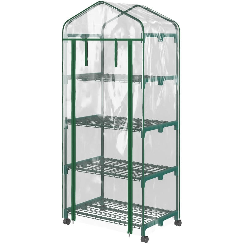 GEWÄCHSHAUS 69/165/50 cm Transparent aus Stahl mit 4 Regalböden - Transparent, Metall (50/165/69cm) - OKMYHOME