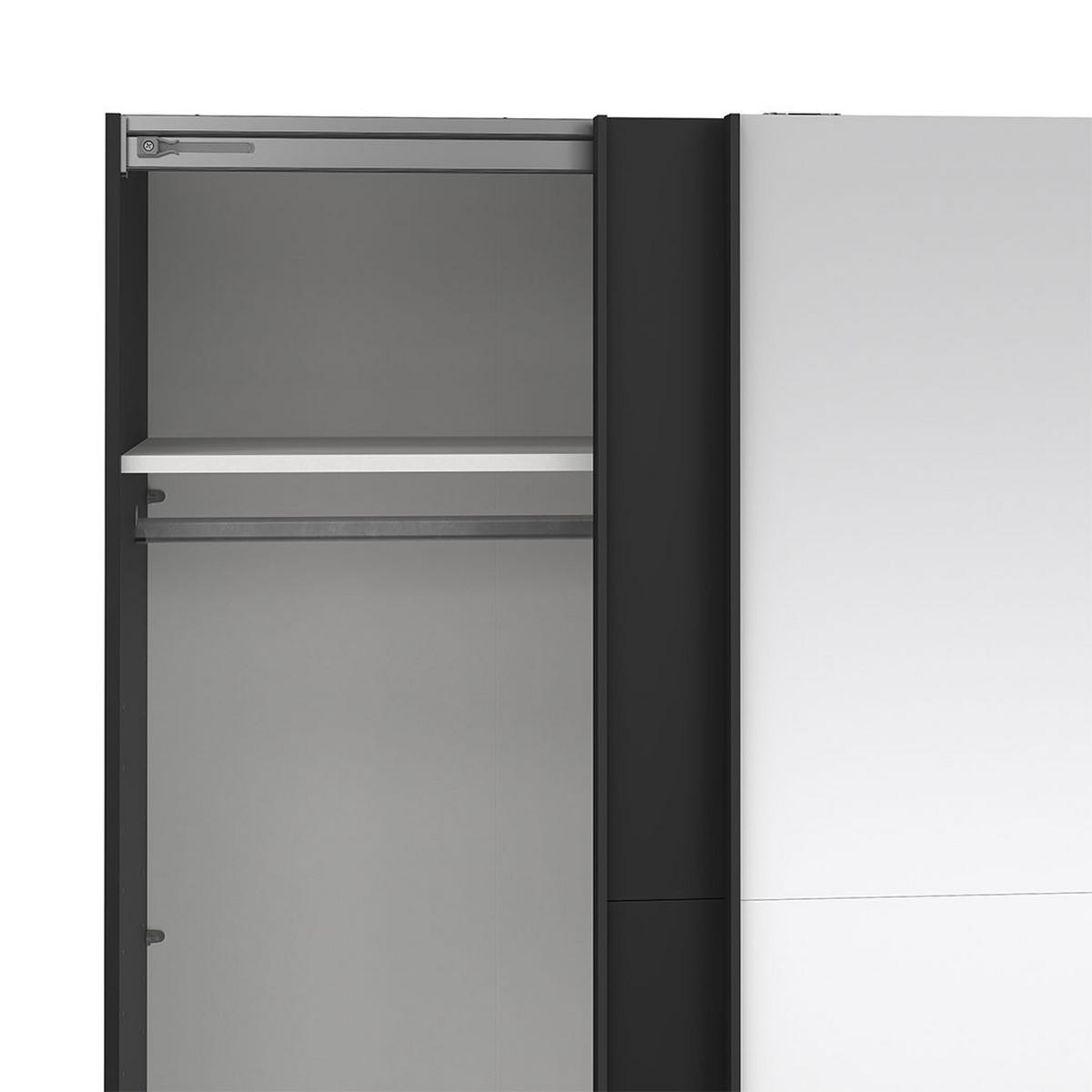 SCHIEBETÜRENSCHRANK, Como, Schwarz, Holzwerkstoff, 179 x 67 x 201 cm - Schwarz, Holzwerkstoff (179/201/67cm) - ebuy24