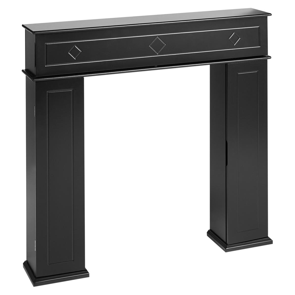 KAMINUMRANDUNG Schwarz Mispec - Schwarz, Holzwerkstoff (107/100/18cm) - Beliani