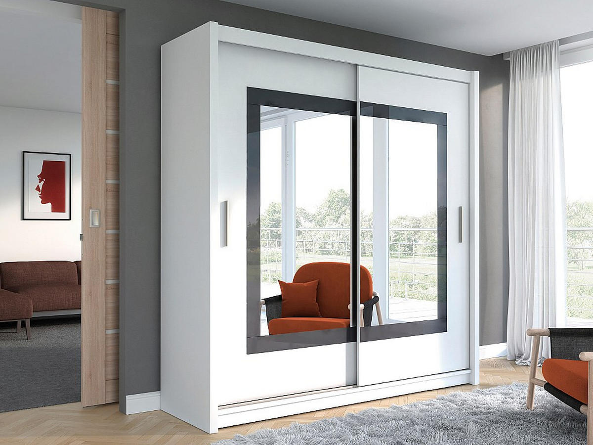KLEIDERSCHRANK - 203 cm x 61 cm - Holz, Platte - Weiß AUTLAN - Weiß, Holz (203/215/61cm) - Vente-Unique