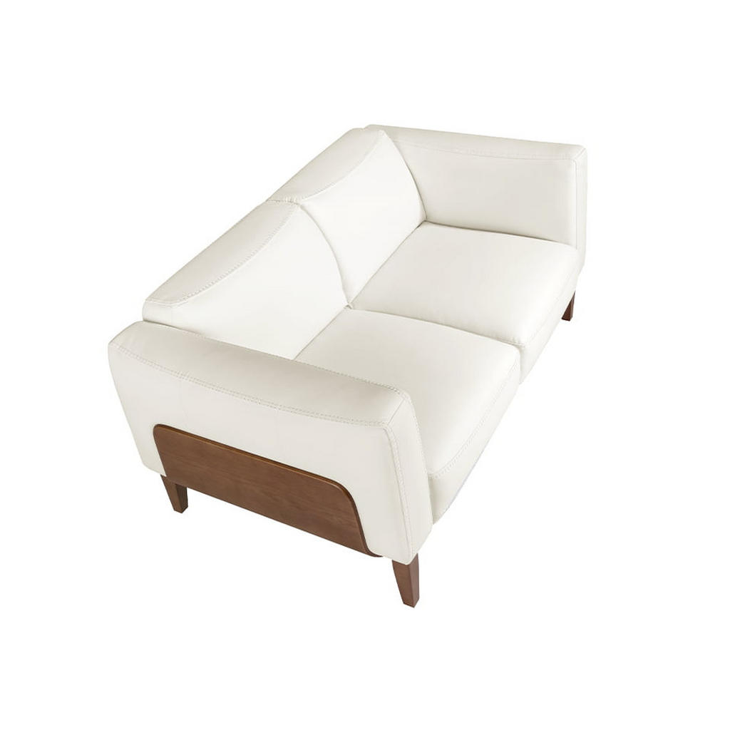Thumbnail - Angel Cerda Sofa, Weiß, Walnuss, Leder, 159x77x92 cm, Wohnzimmer, Sofas & Couches, Sofas, 2-Sitzer Sofas