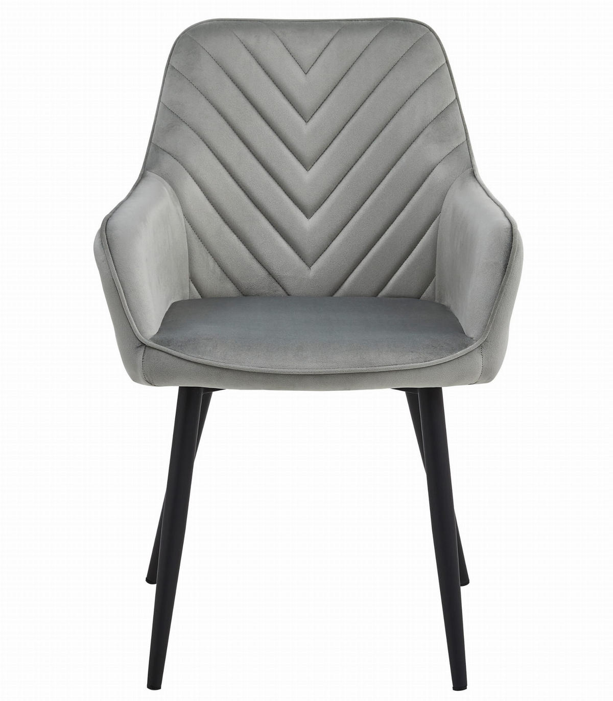 STUHL NEMI 4-er Set, Silbergrau, Schwarz, mit Samtstoff gepolstert - Hellgrau, Textil/Metall (54/84/61cm) - Komodee