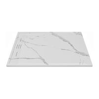 DUSCHWANNE - 120 cm x 90 cm - Harz - Hellgrau, Weiß - LYROSA - Hellgrau/Weiß, Kunststoff (90cm) - Vente-Unique