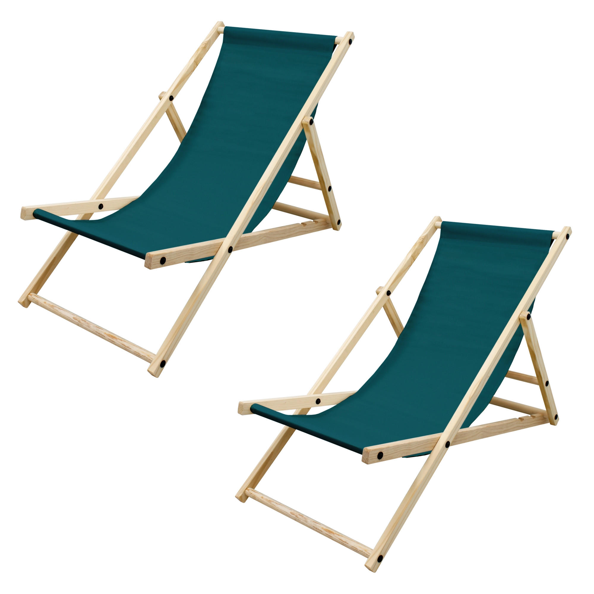 STRANDLIEGE 2er Set - Dunkelgrün, Holz (52/83/117cm) - ECD-Germany