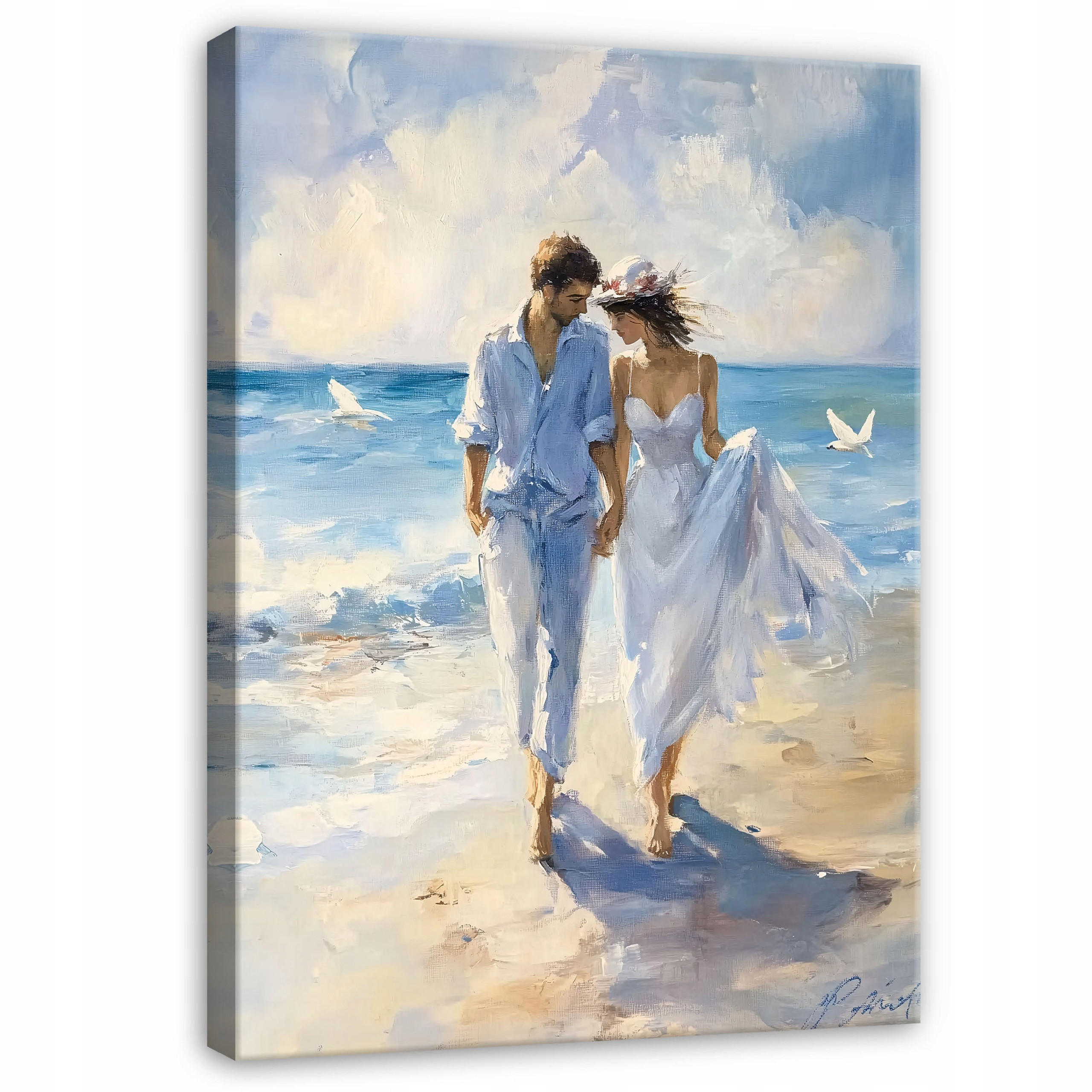 LEINWAND BILDER Abstrakt Frau Meer Aquarell 60x40 - Multicolor, Holzwerkstoff (40/60cm) - Wallarena