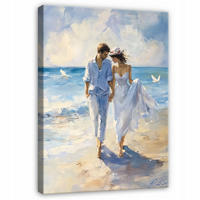 LEINWAND BILDER Abstrakt Frau Meer Aquarell 100x70 - Multicolor, Holzwerkstoff (70/100cm) - Wallarena