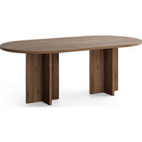 ESSTISCH Aster oval, Nussbaum Braun 204/90/75 cm - Walnussfarben/Schwarz, Holzwerkstoff (90/204/75cm) - WFL GROUP