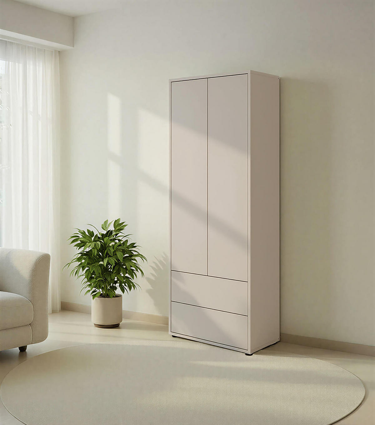 HOCHSCHRANK Der Aufrechte - Beige, Holzwerkstoff (70/188/36cm) - Mokebo