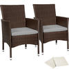RATTANSTUHL 2er Set Nantes,59 x 57 x 85 cm,braun/beige - Beige/Braun, Kunststoff (57/85/59cm) - tectake