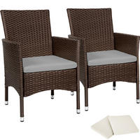 RATTANSTUHL 2er Set Nantes,59 x 57 x 85 cm,braun/beige - Beige/Braun, Kunststoff (57/85/59cm) - tectake