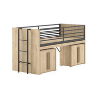 HALBHOCHBETT 90x200 Keelia Eiche mit Schreibtisch Stauraum - Eichefarben, Kunststoff (90/200cm) - 58aufmkessel