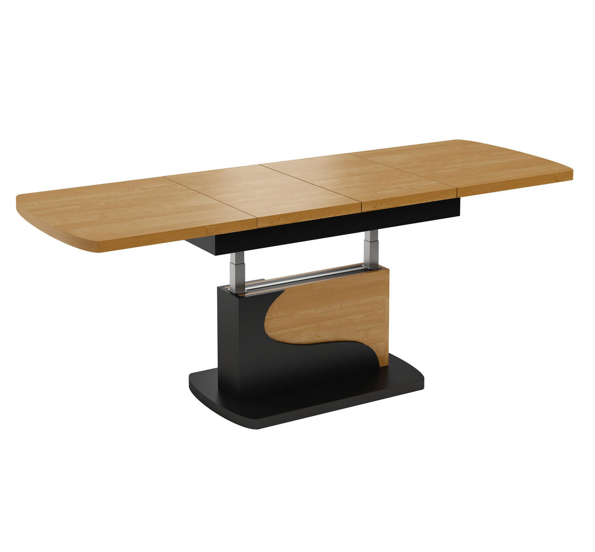 COUCHTISCH rechteckig Erle - Schwarz matt ausziehbar höhenverstellbar - Erlefarben/Schwarz, Holzwerkstoff (70/120/58cm) - designimpex