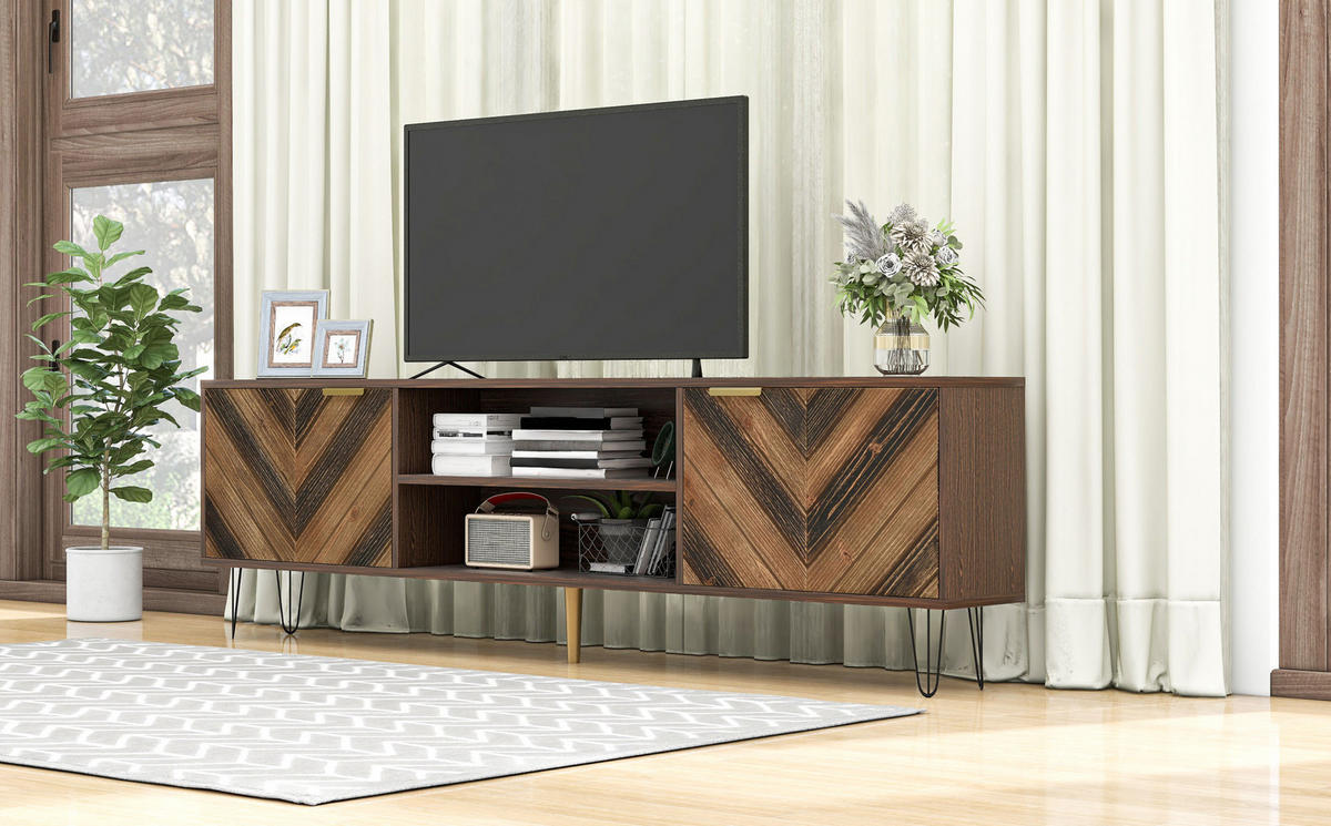 LOWBOARD 155/38/48 cm Natur aus Spanplatte mit 2 Türen - Naturfarben, Holzwerkstoff (38/48/155cm) - OKMYHOME