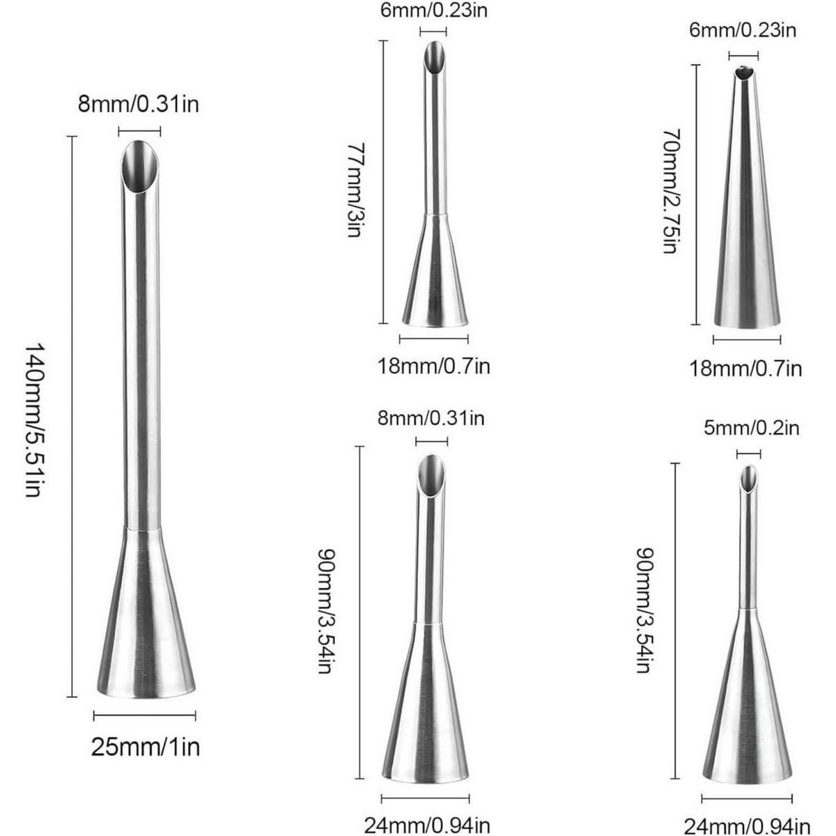 SPRITZTÜLLEN Set 5-teilig Edelstahl - Silberfarben, Metall (25/6/140cm)