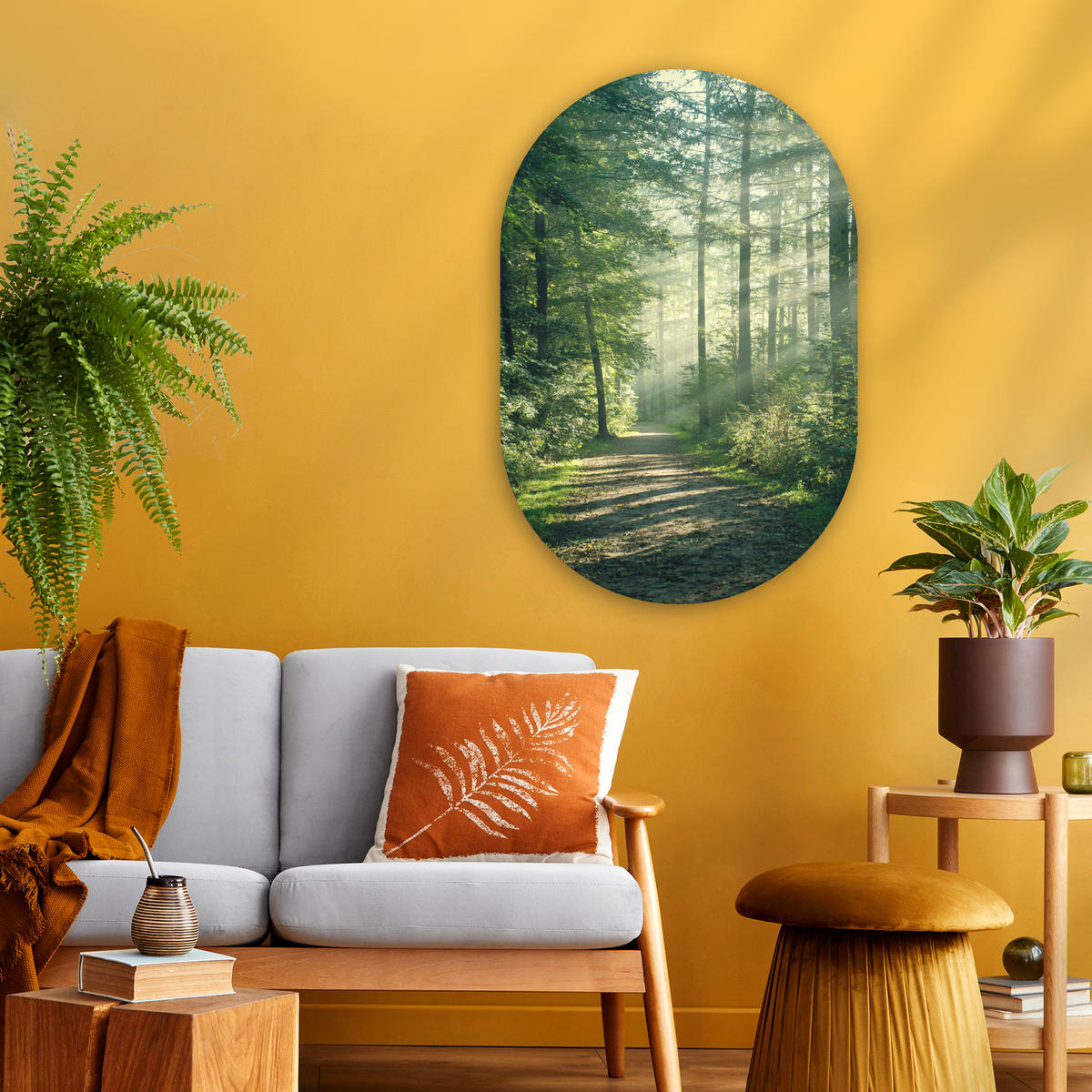 WANDBILD Wald - Weg - Sonne - Bäume - Grün - Natur 60x90 cm - Waldgrün, Kunststoff (60/90cm) - MuchoWow