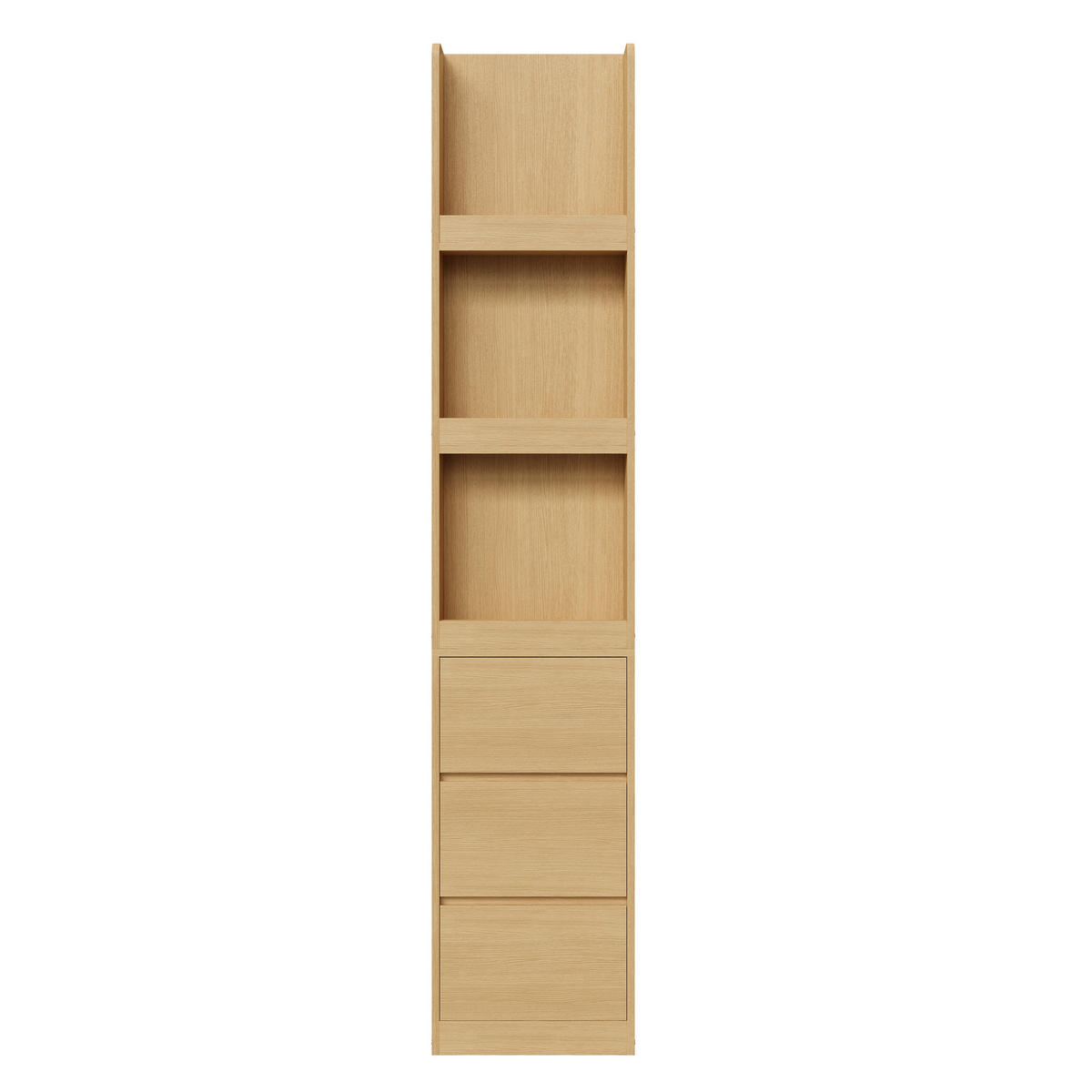 BÜCHERREGAL 60cm 200cm hoch Schubladen Anti-Kipp modern - Eichefarben, Holzwerkstoff (60/200/40cm) - FLIEKS