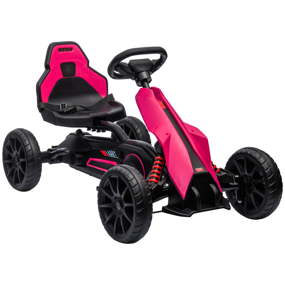 KINDER GO KART TRETAUTO, Rosa, Kunststoff, Metall - Rosa, Kunststoff (100/58/58.5cm) - HOMCOM