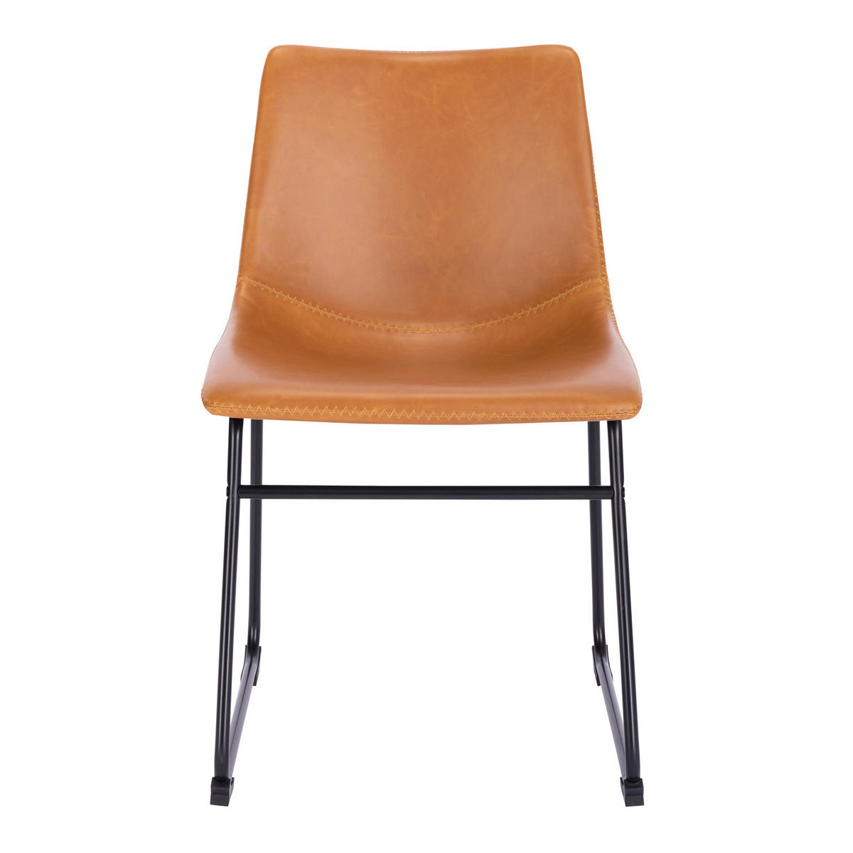 ESSZIMMERSTUHL HARRY 2er Set Kunstleder Cognac - Rotbraun/Schwarz, Textil/Metall (46/79/41cm) - SVITA