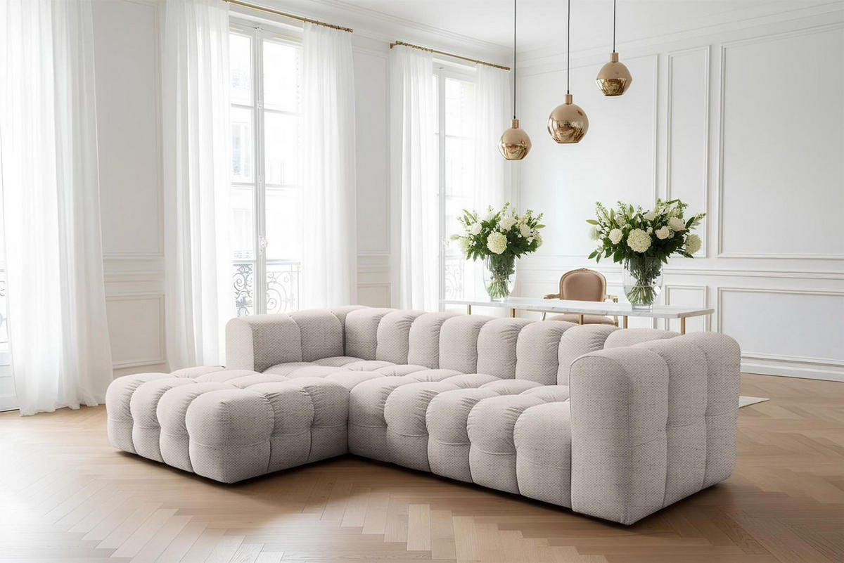 ECKSOFA Solvie In Moly - Creme, Holzwerkstoff/Textil (193/290cm) - Fun Möbel