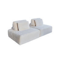 MODULSOFA WIOLO SOFT 2 MODULE 2 KISSEN Cremeweiß Cord - Creme/Schwarz, Kunststoff/Textil (222/84/111cm) - KAWOLA