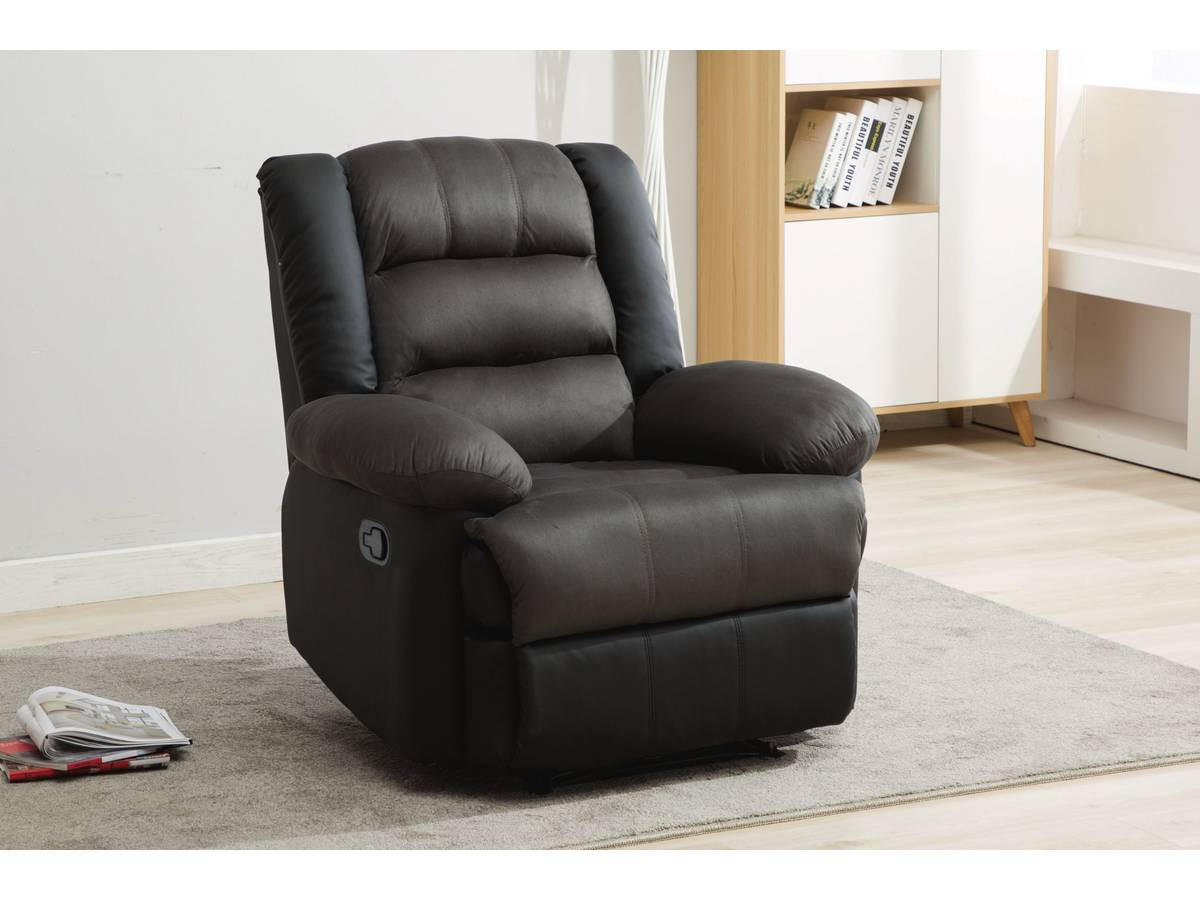 RELAXSESSEL Buckingham Schwarz/Dunkelgrau - Dunkelgrau/Schwarz, Leder/Kunststoff (85/100/93cm) - Habitat Garten
