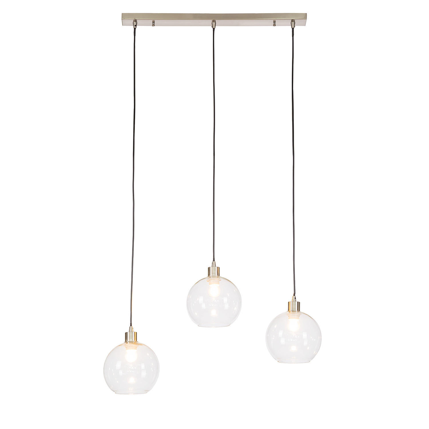 PENDELLEUCHTE - Glas / Eisen - 3-flammig - Silberfarben, Glas/Metall (20/70/150cm) - home24