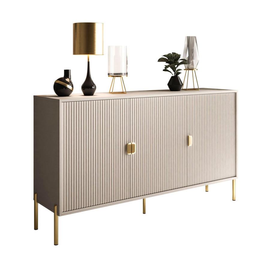 KOMMODE DALIA 3D - Kaschmir/Goldfarben, Holzwerkstoff (154/84/49cm) - Lookway