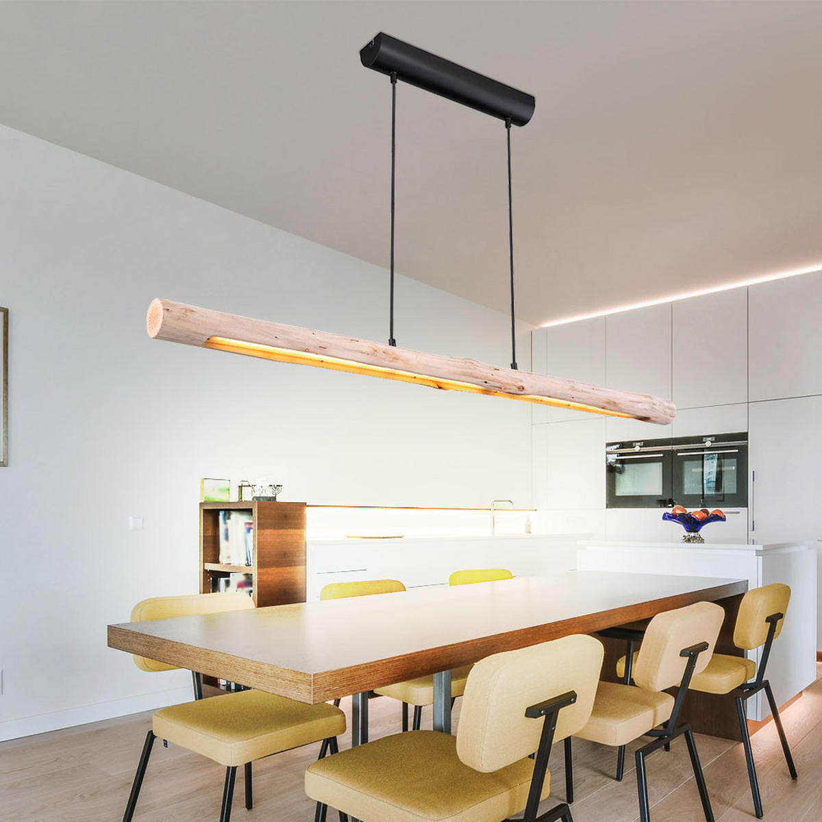 LED HÄNGELEUCHTE Holz Braun - Braun, Holz (120/7/150cm) - Globo Lighting
