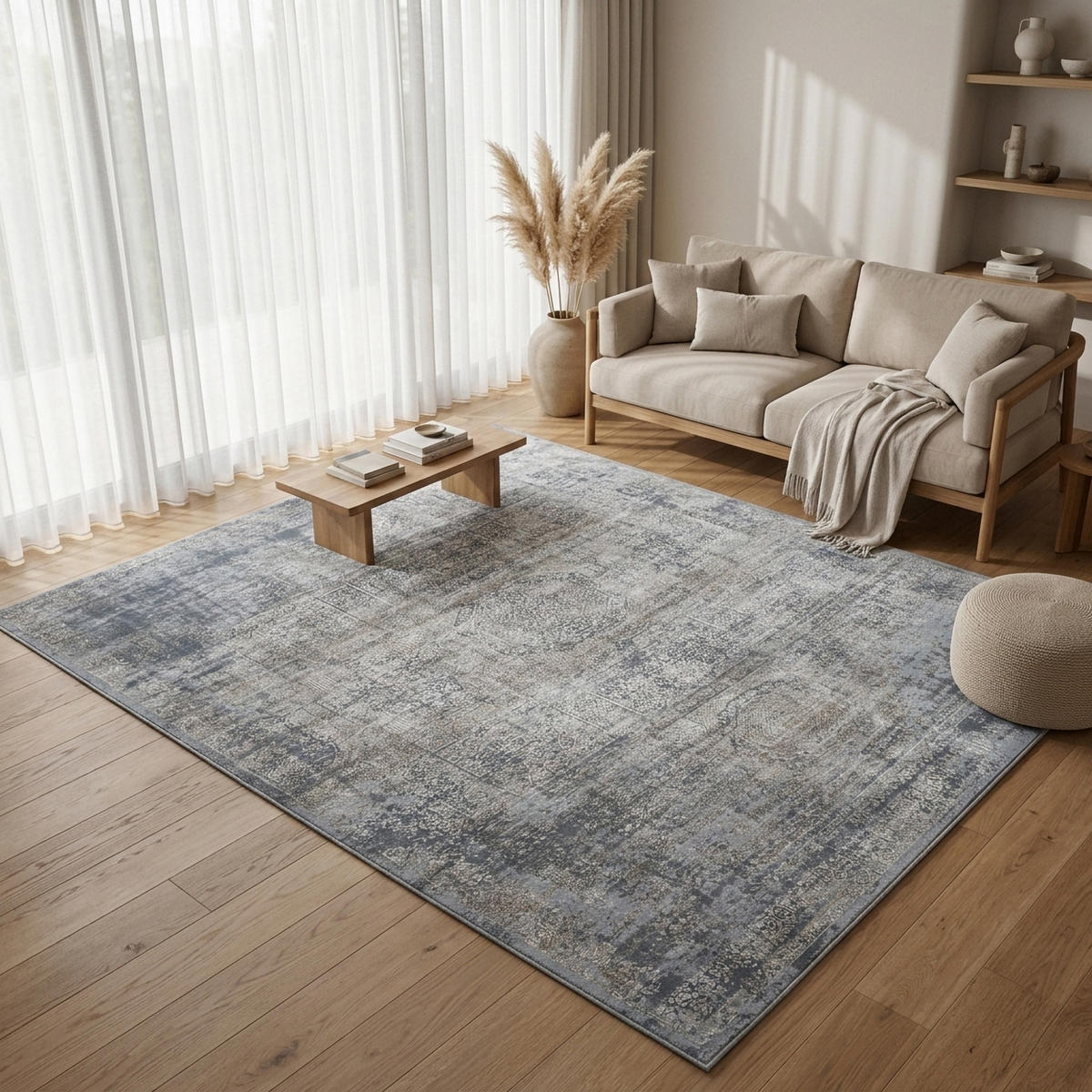 VINTAGE-TEPPICH ALEGRA 80/150 cm Grau - Anthrazit, Naturmaterialien/Textil (80/150cm) - Consilio Concept